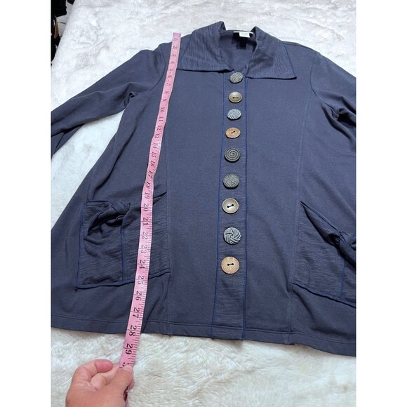 Soft Surroundings Womens Navy Button-Front Cardigan Jacket M Cotton/Spandex - Picture 7 of 7